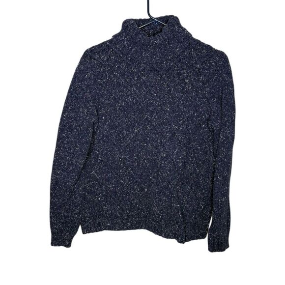 Anne Klein large turtleneck confetti popcorn knit blue sweater - Picture 1 of 5